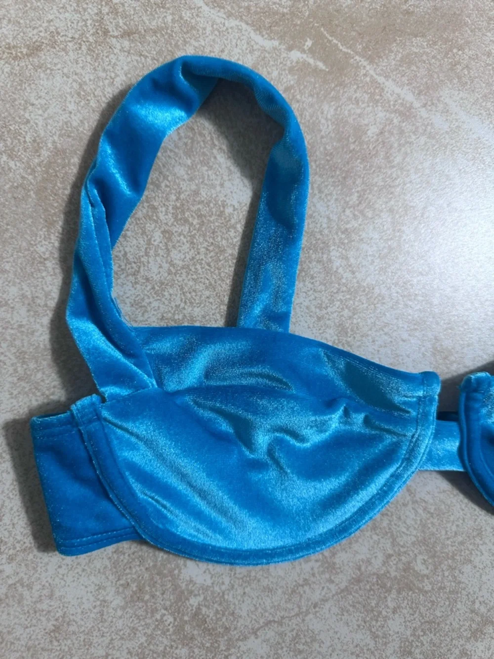 Nasty Gal Turquoise Velvet Bikini Top